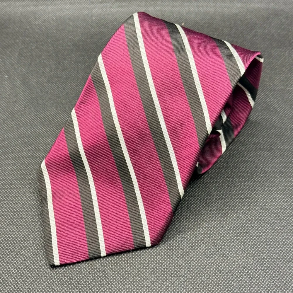 Vintage Brooks Brothers Repp Stripe Burgundy Silk Tie 3.75